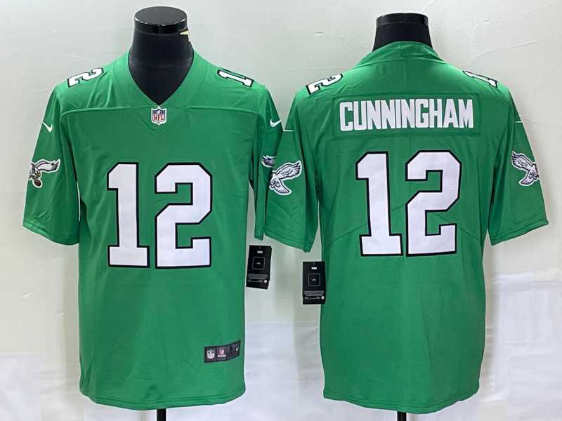 Mens Philadelphia Eagles #12 Randall Cunningham Green 2023 Vapor Limited Throwback Jersey